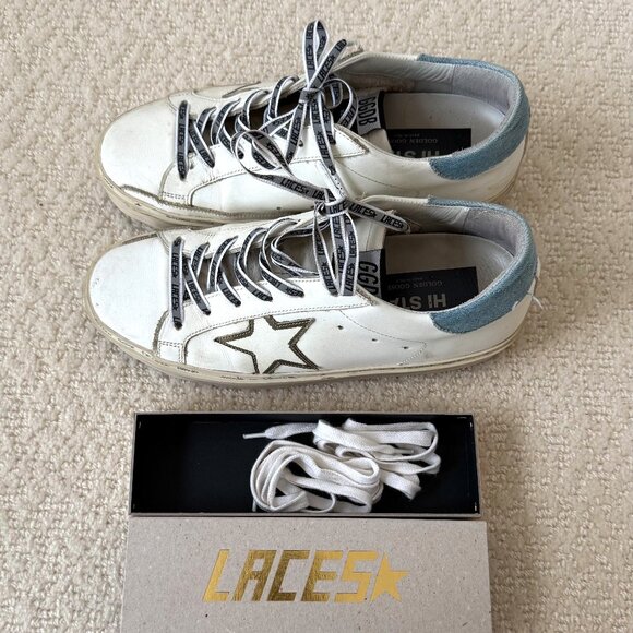 Golden Goose_  Hi Star Sneakers with Additional Lace Accessory - Picture 1 of 11